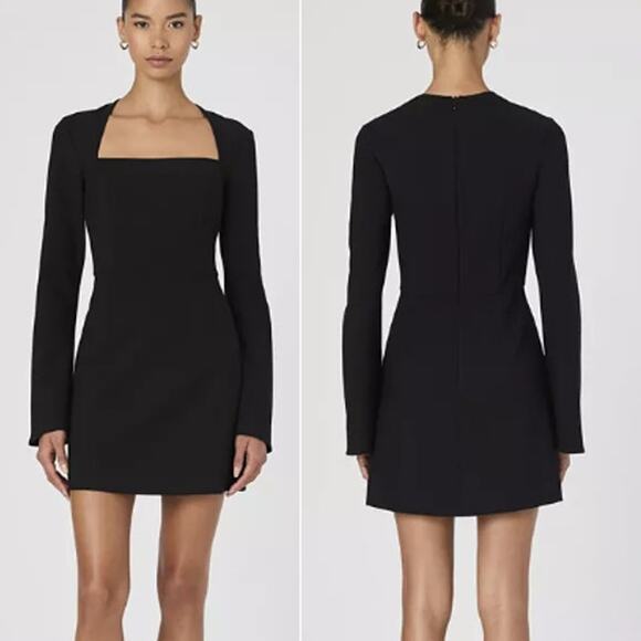 NWT French Connection Whisper Long Sleeve Sheath Mini Dress Black Women's US 2 - Picture 1 of 7